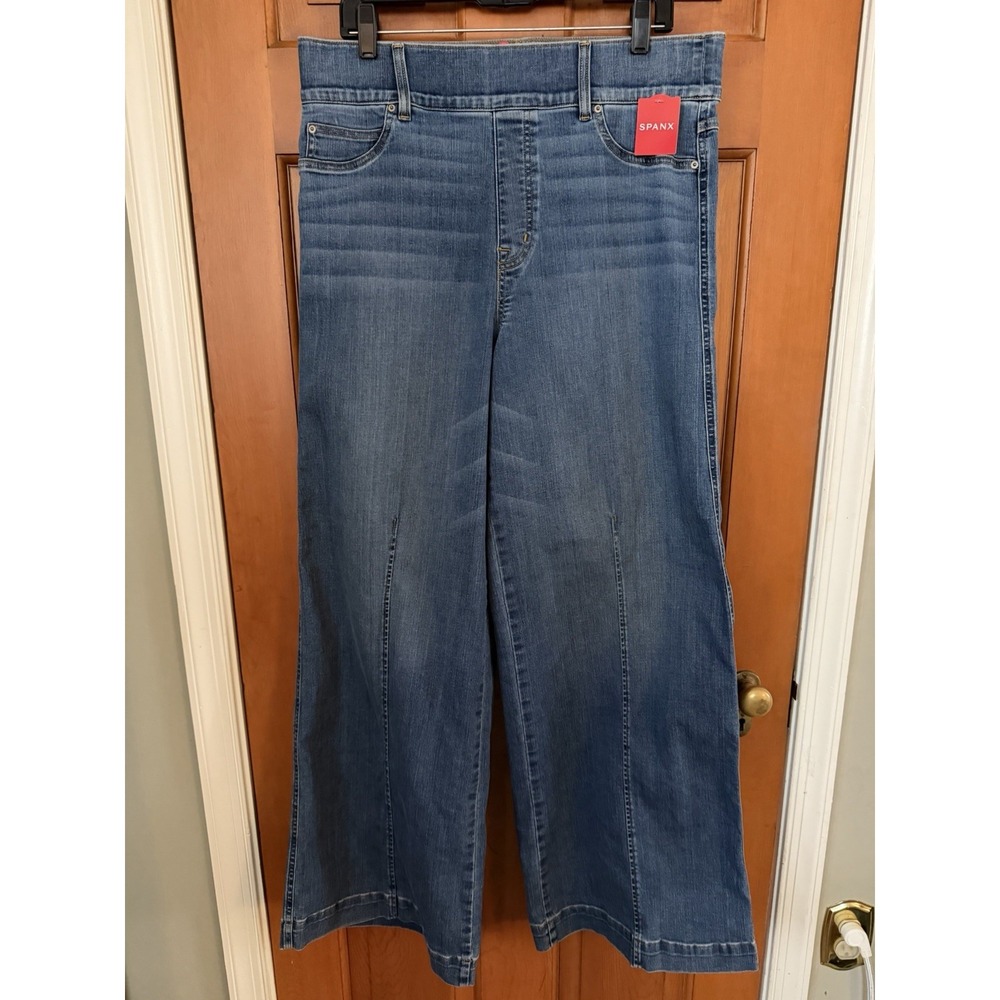 Women's Spanx Front Seam Wide Leg Jeans Size 1X NWT Stretch Vintage Indigo